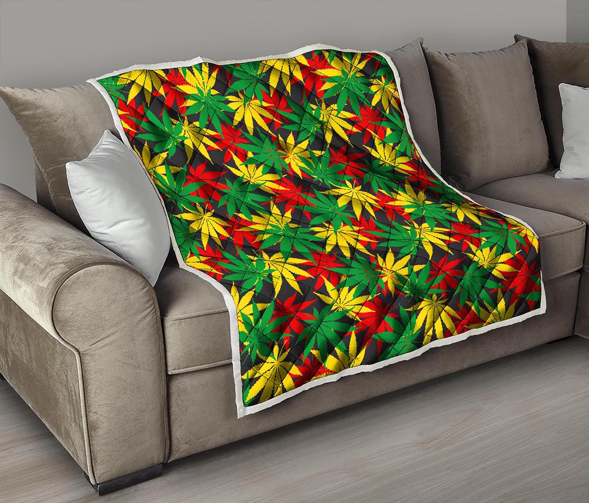 Classic Hemp Leaves Reggae Pattern Print Quilt