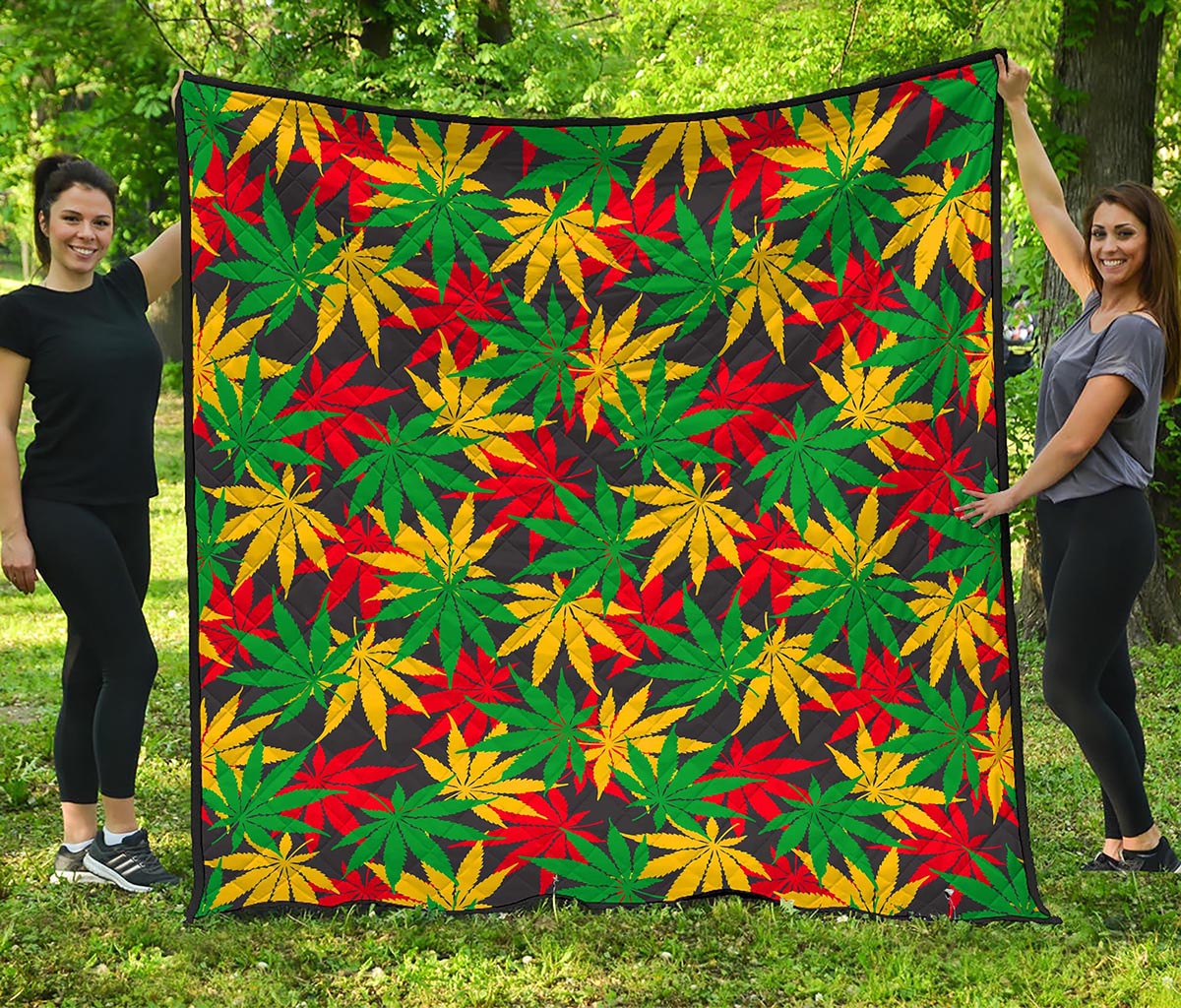 Classic Hemp Leaves Reggae Pattern Print Quilt