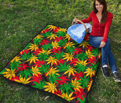 Classic Hemp Leaves Reggae Pattern Print Quilt