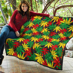 Classic Hemp Leaves Reggae Pattern Print Quilt