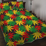 Classic Hemp Leaves Reggae Pattern Print Quilt Bed Set