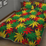 Classic Hemp Leaves Reggae Pattern Print Quilt Bed Set