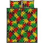 Classic Hemp Leaves Reggae Pattern Print Quilt Bed Set