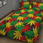 Classic Hemp Leaves Reggae Pattern Print Quilt Bed Set