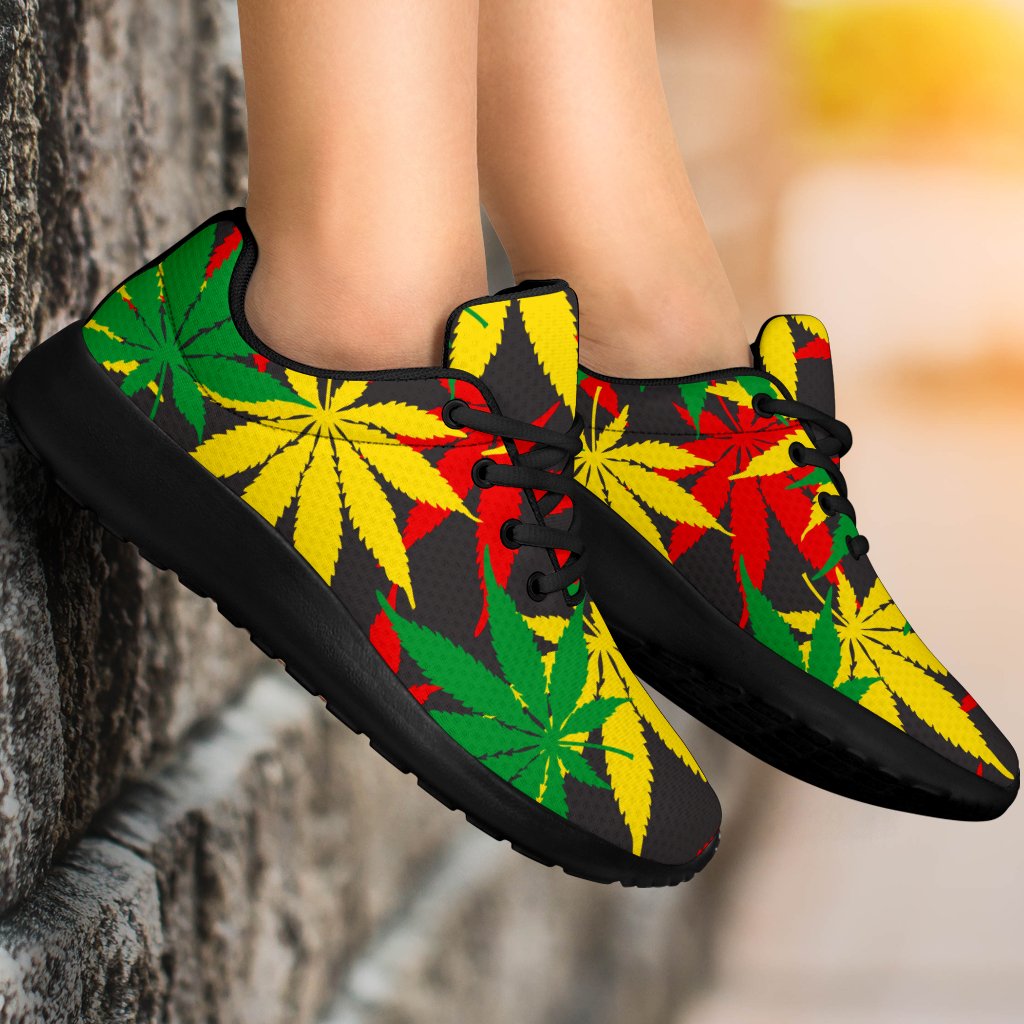 Classic Hemp Leaves Reggae Pattern Print Sport Shoes GearFrost