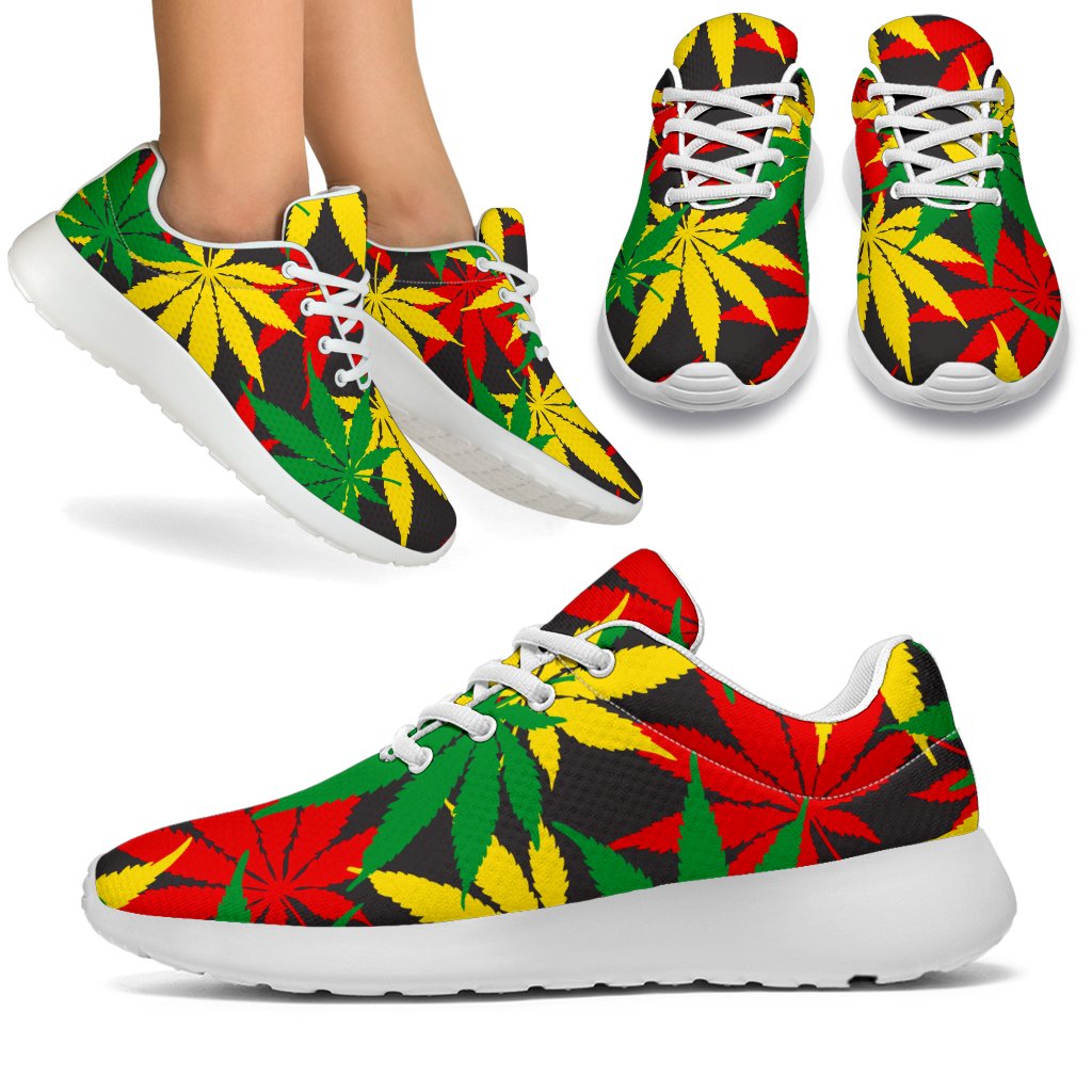 Classic Hemp Leaves Reggae Pattern Print Sport Shoes GearFrost