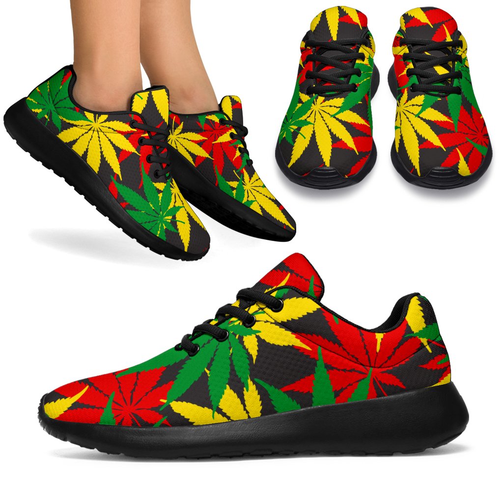 Classic Hemp Leaves Reggae Pattern Print Sport Shoes GearFrost