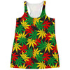 Classic Hemp Leaves Reggae Pattern Print Women's Racerback Tank Top