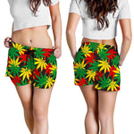 Classic Hemp Leaves Reggae Pattern Print Women's Shorts