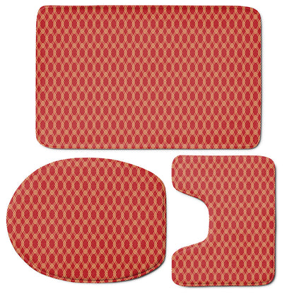 Classic Japanese Pattern Print 3 Piece Bath Mat Set