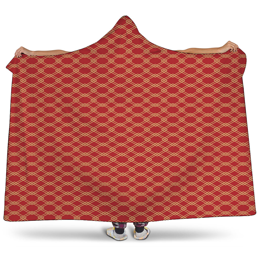 Classic Japanese Pattern Print Hooded Blanket