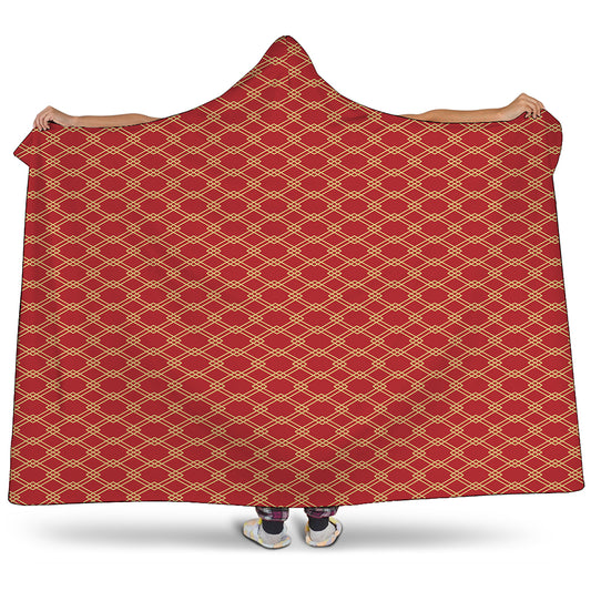 Classic Japanese Pattern Print Hooded Blanket