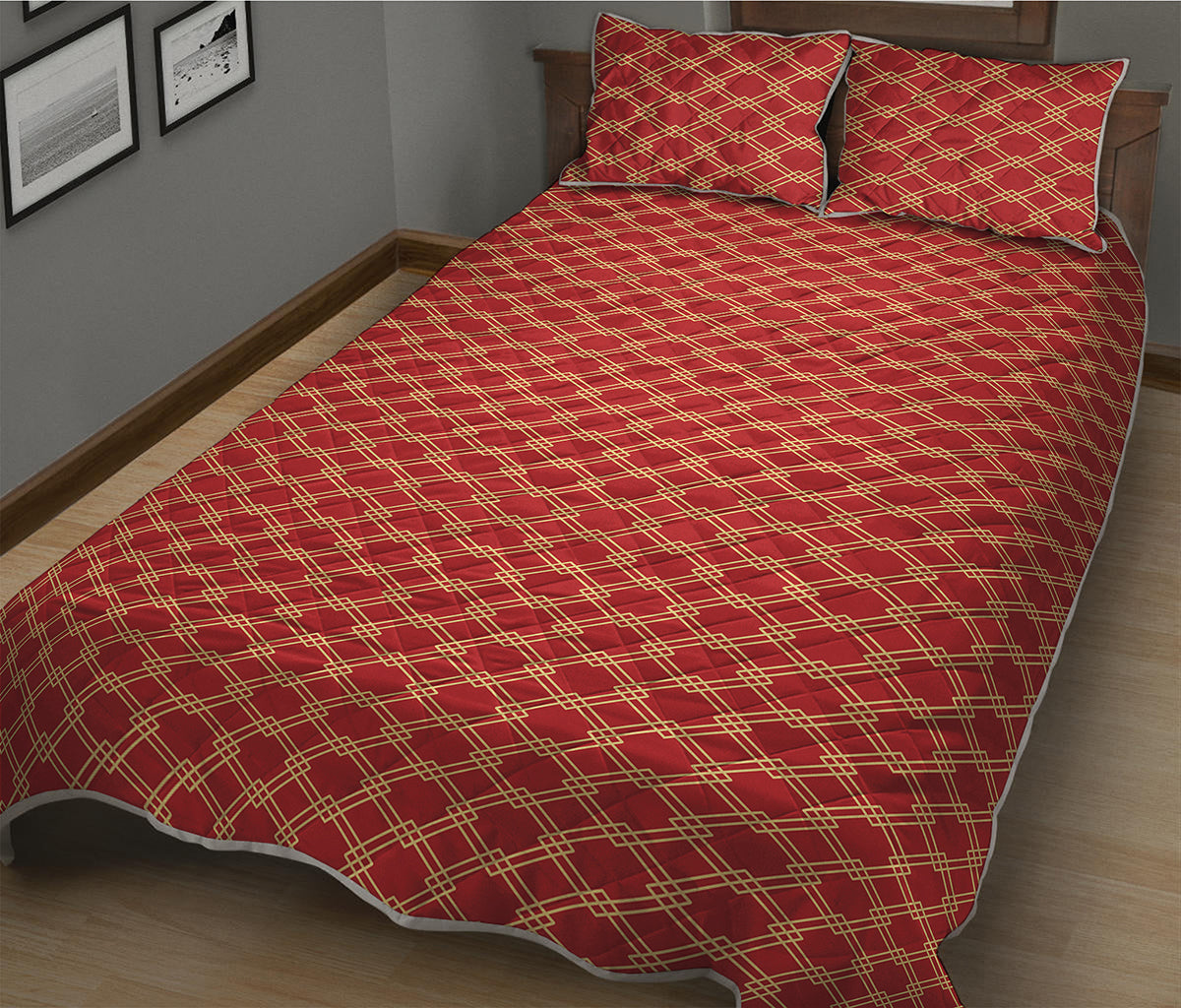 Classic Japanese Pattern Print Quilt Bed Set