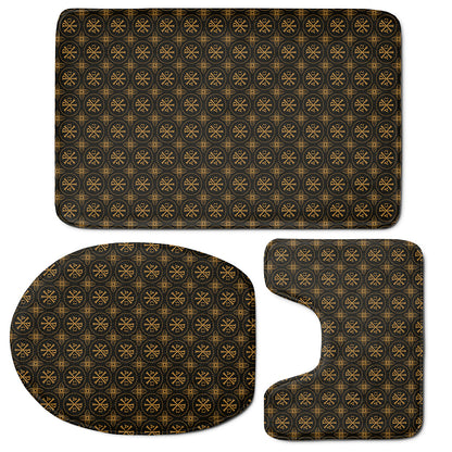Classic Orthodox Pattern Print 3 Piece Bath Mat Set