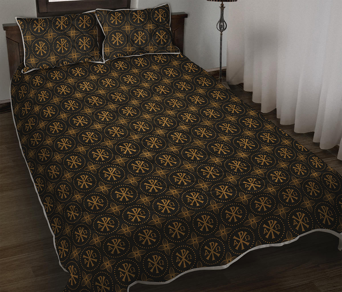 Classic Orthodox Pattern Print Quilt Bed Set