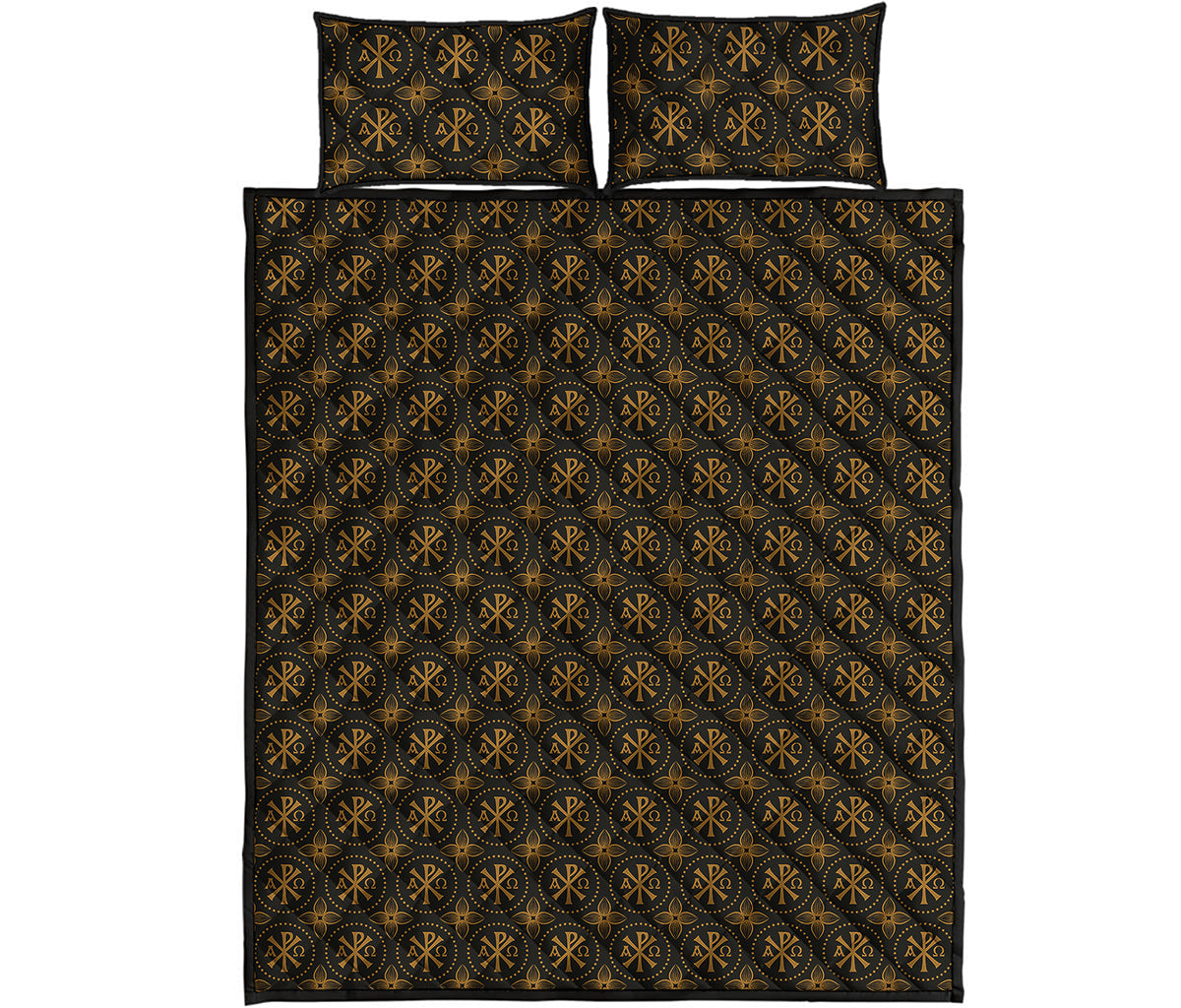Classic Orthodox Pattern Print Quilt Bed Set