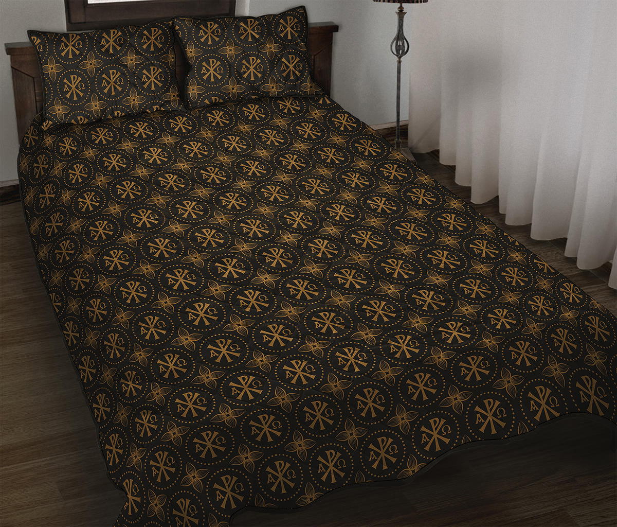 Classic Orthodox Pattern Print Quilt Bed Set