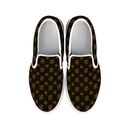Classic Orthodox Pattern Print White Slip On Shoes