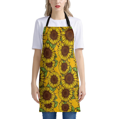 Classic Vintage Sunflower Pattern Print Apron
