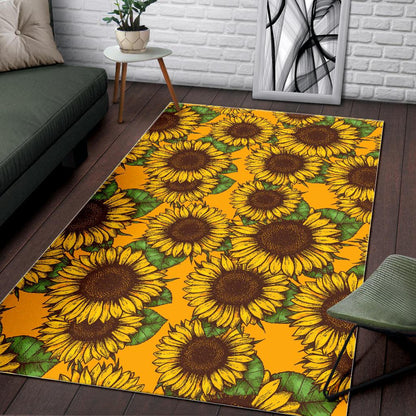 Classic Vintage Sunflower Pattern Print Area Rug GearFrost