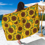 Classic Vintage Sunflower Pattern Print Beach Sarong Wrap