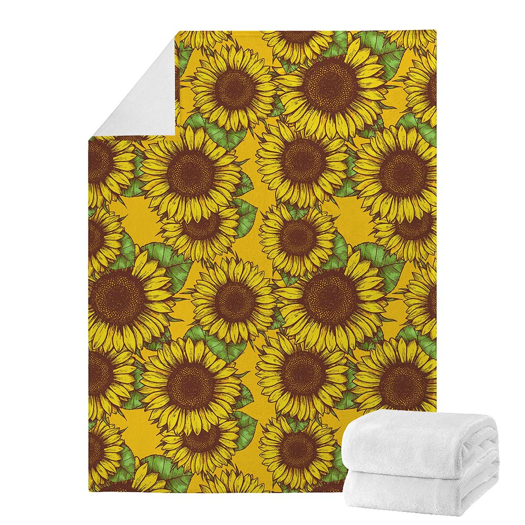 Classic Vintage Sunflower Pattern Print Blanket