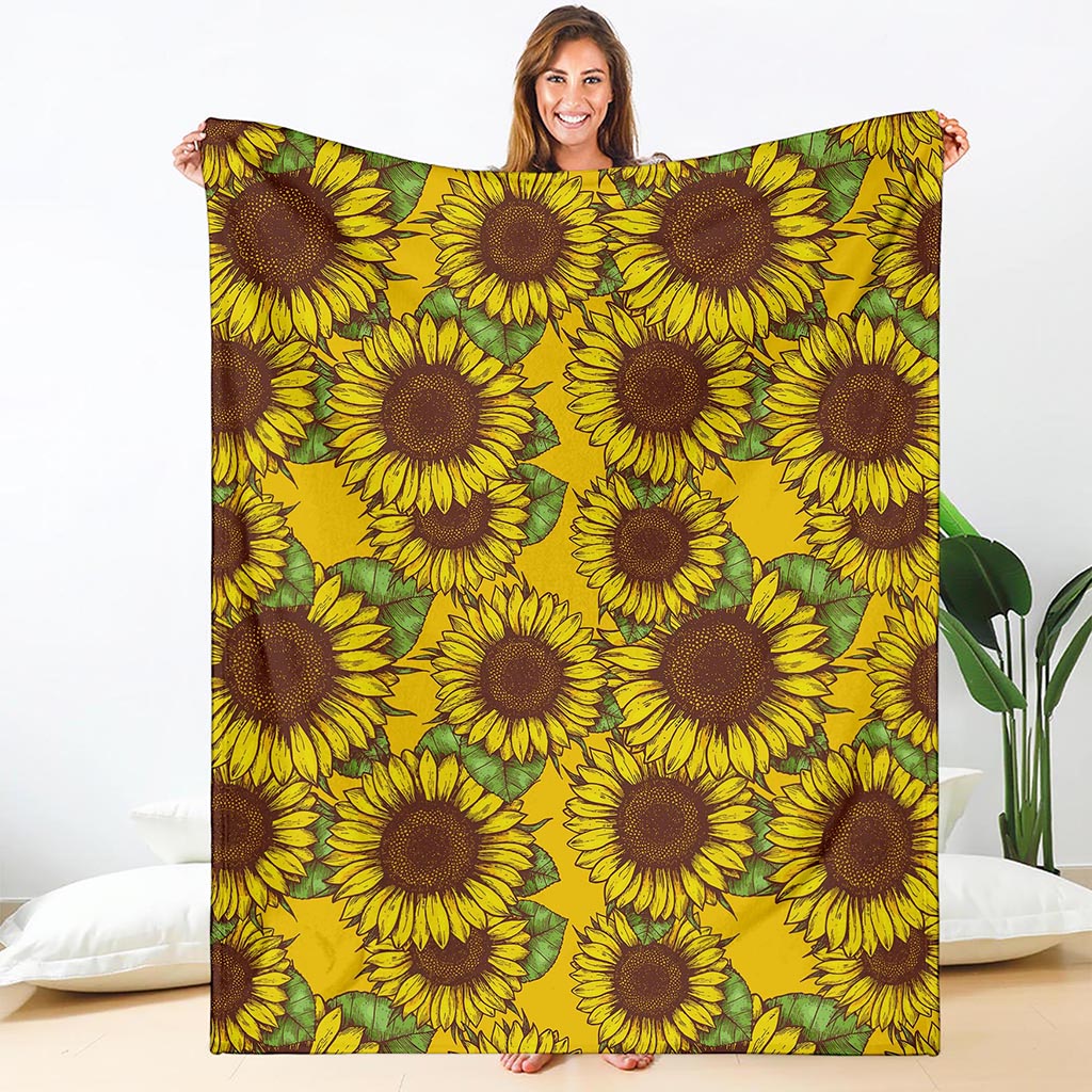 Classic Vintage Sunflower Pattern Print Blanket
