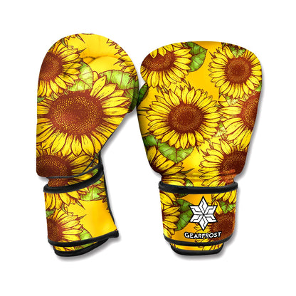 Classic Vintage Sunflower Pattern Print Boxing Gloves