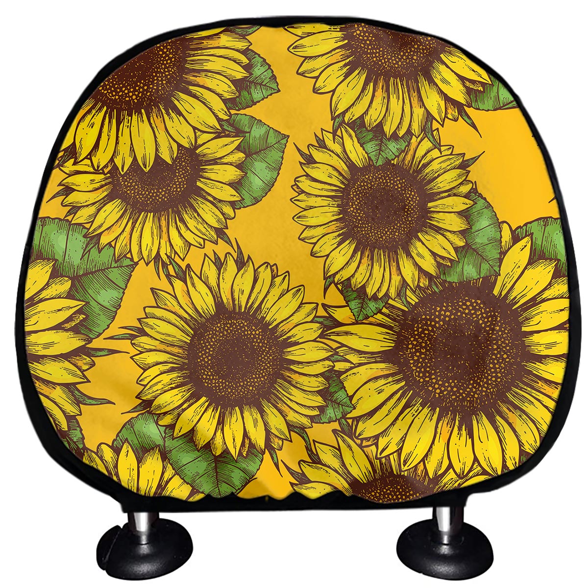 Classic Vintage Sunflower Pattern Print Car Headrest Covers