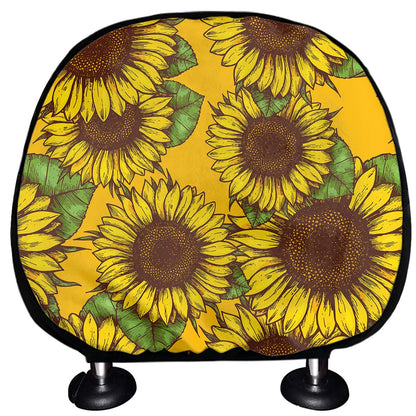 Classic Vintage Sunflower Pattern Print Car Headrest Covers