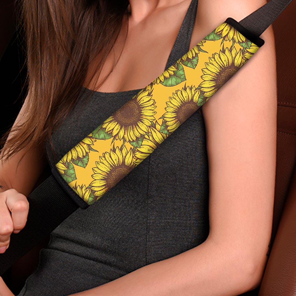 Classic Vintage Sunflower Pattern Print Car Seat Belt Covers