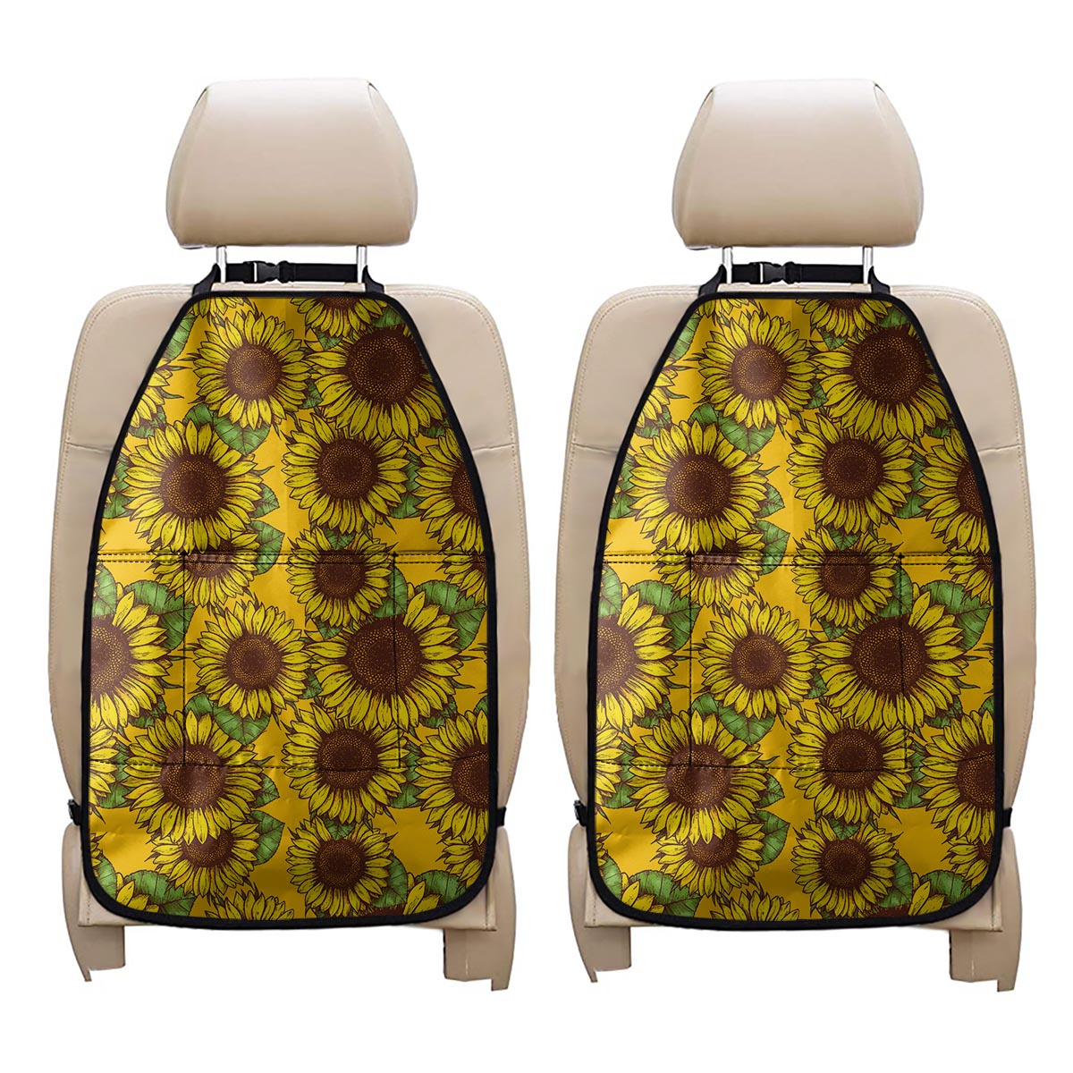 Classic Vintage Sunflower Pattern Print Car Seat Organizers