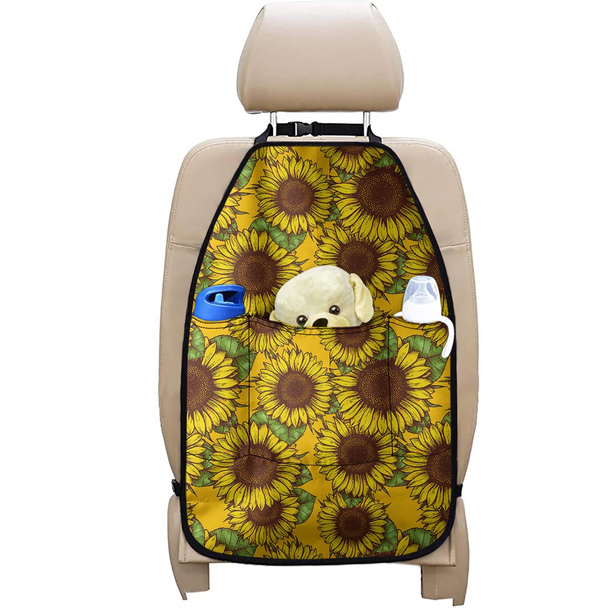 Classic Vintage Sunflower Pattern Print Car Seat Organizers