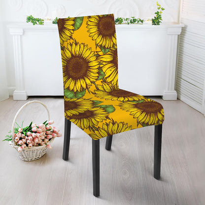 Classic Vintage Sunflower Pattern Print Dining Chair Slipcover