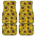 Classic Vintage Sunflower Pattern Print Front and Back Car Floor Mats