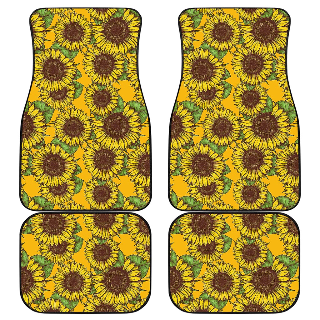 Classic Vintage Sunflower Pattern Print Front and Back Car Floor Mats