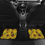 Classic Vintage Sunflower Pattern Print Front and Back Car Floor Mats