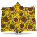 Classic Vintage Sunflower Pattern Print Hooded Blanket