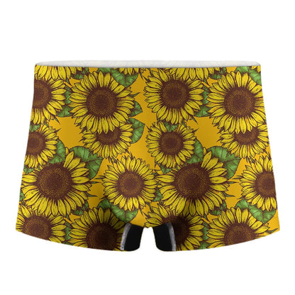 Classic Vintage Sunflower Pattern Print Men's Boxer Briefs