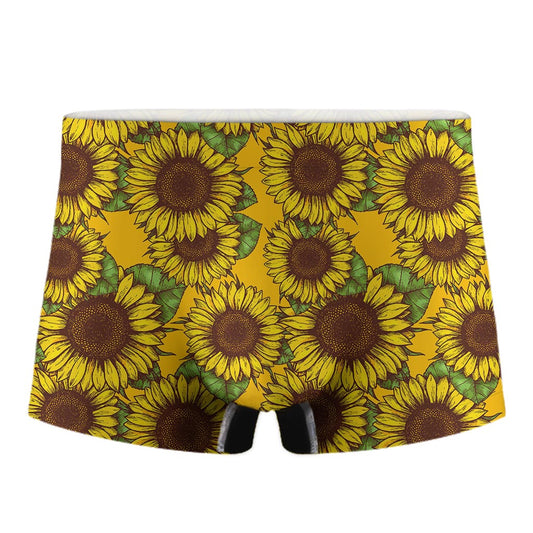Classic Vintage Sunflower Pattern Print Men's Boxer Briefs