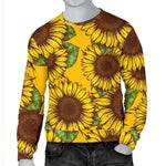 Classic Vintage Sunflower Pattern Print Men's Crewneck Sweatshirt GearFrost