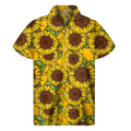 Classic Vintage Sunflower Pattern Print Men's Short Sleeve Shirt
