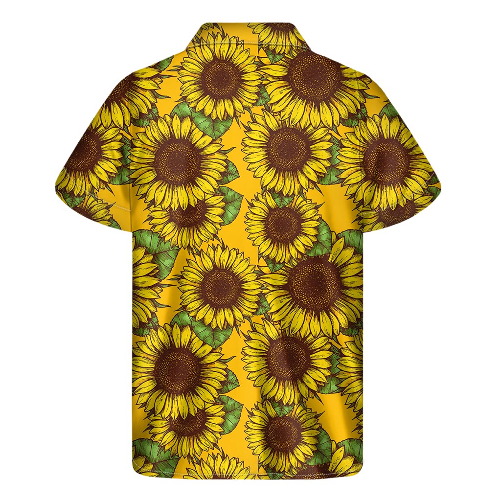 Classic Vintage Sunflower Pattern Print Men's Short Sleeve Shirt
