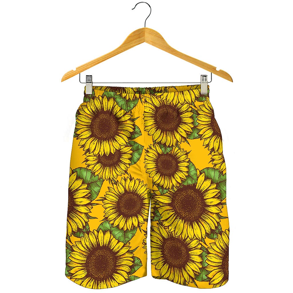 Classic Vintage Sunflower Pattern Print Men's Shorts