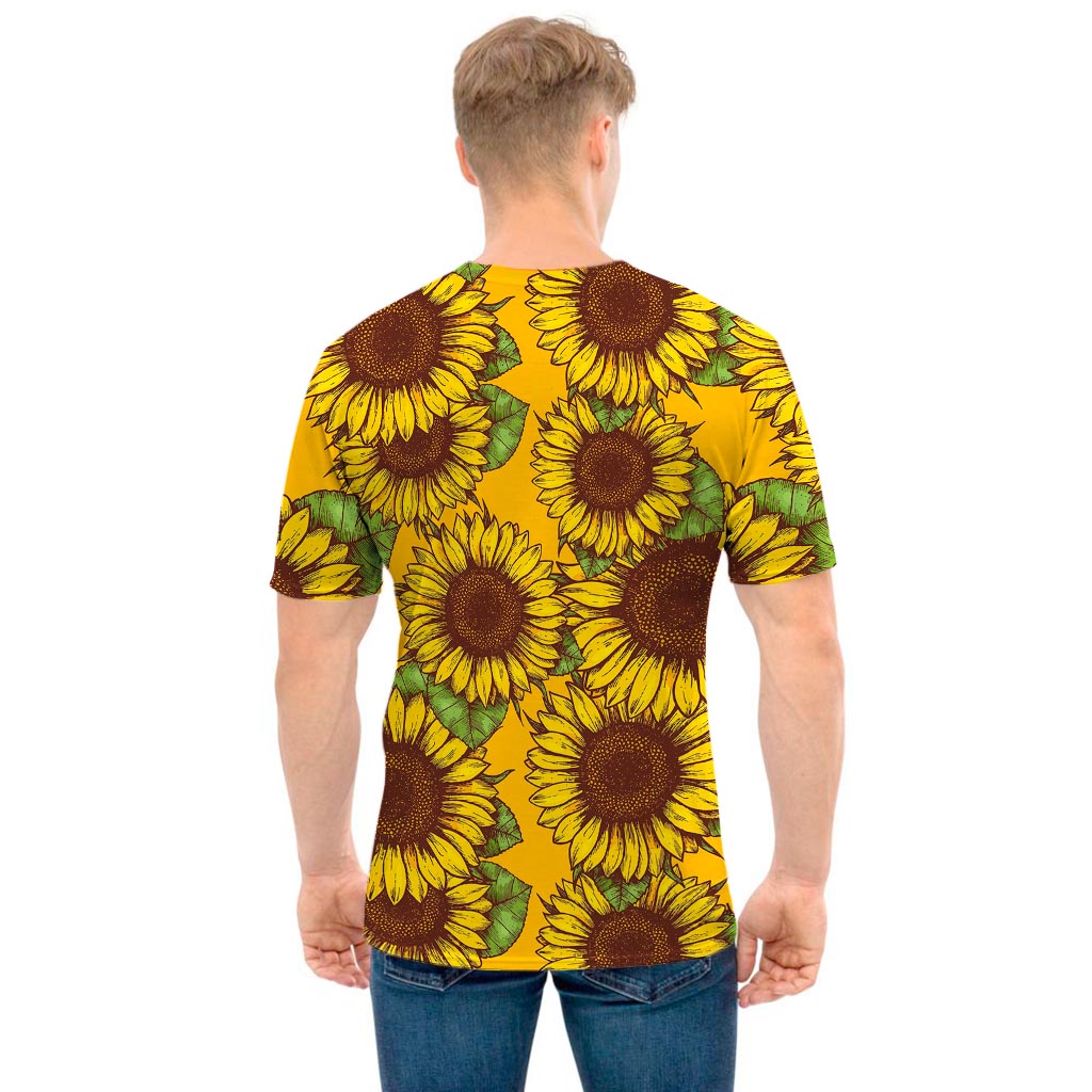 Classic Vintage Sunflower Pattern Print Men's T-Shirt