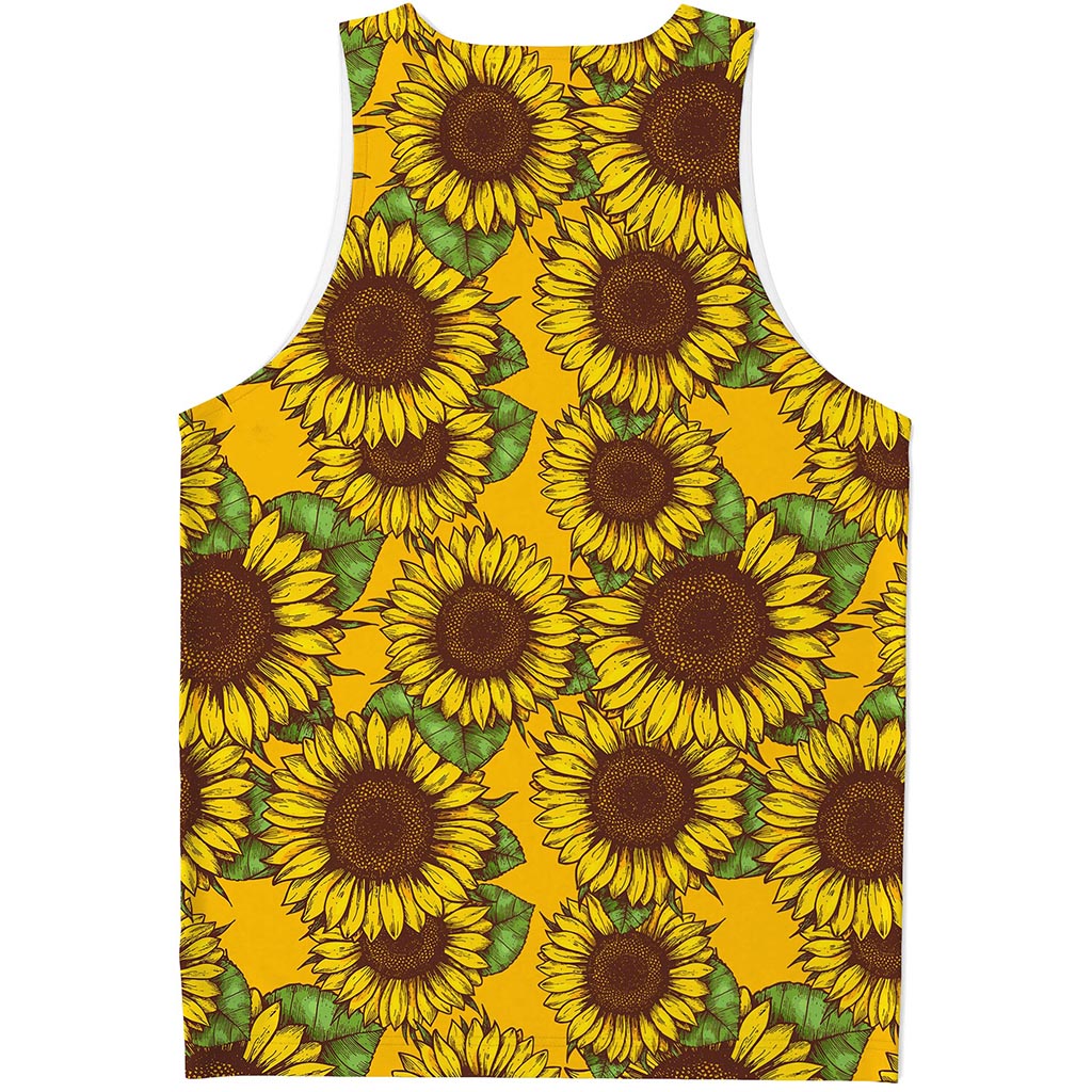 Classic Vintage Sunflower Pattern Print Men's Tank Top
