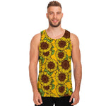 Classic Vintage Sunflower Pattern Print Men's Tank Top