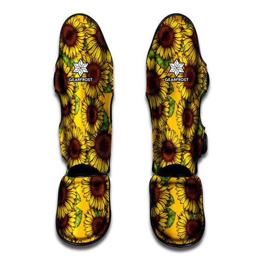 Classic Vintage Sunflower Pattern Print Muay Thai Shin Guard