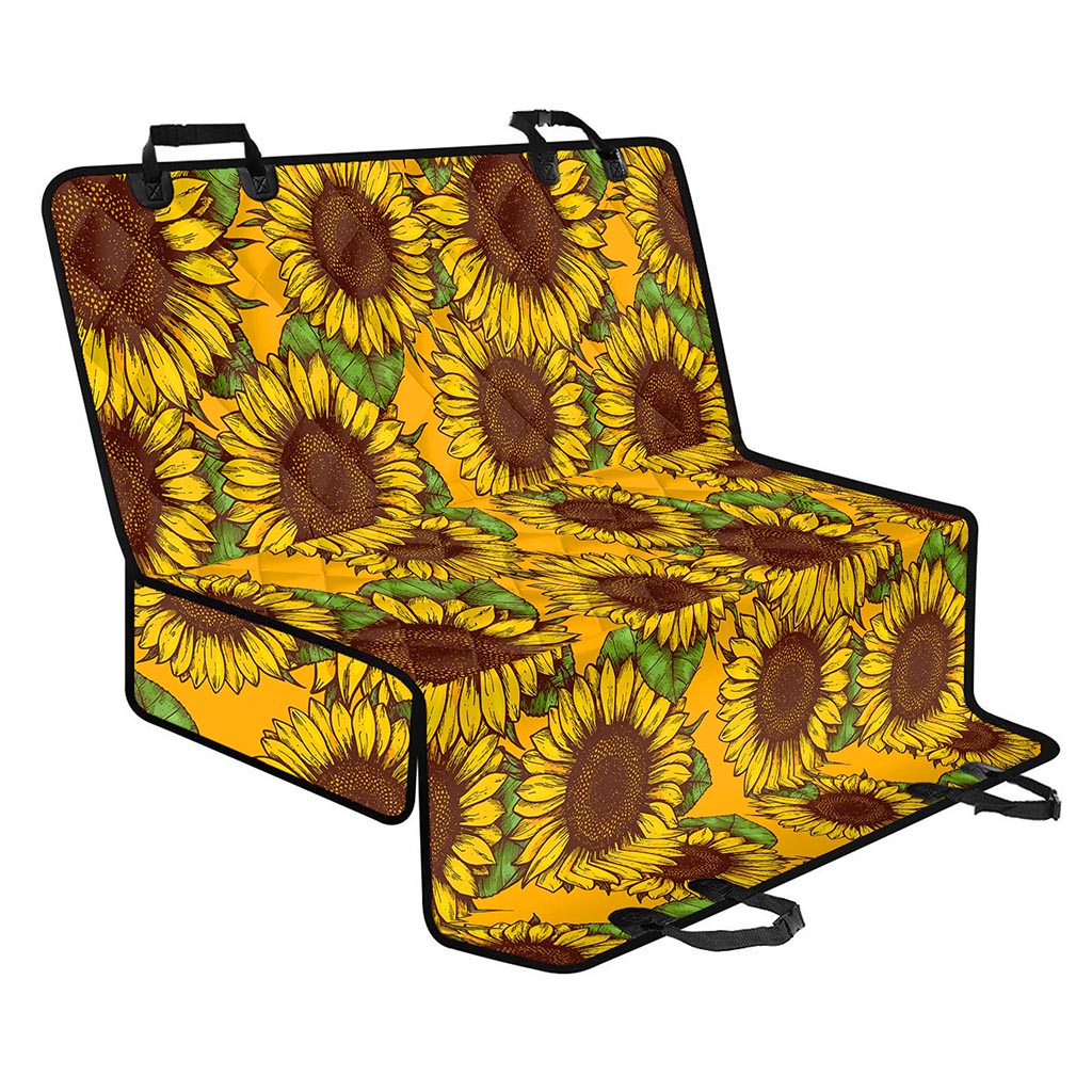 Classic Vintage Sunflower Pattern Print Pet Car Back Seat Cover