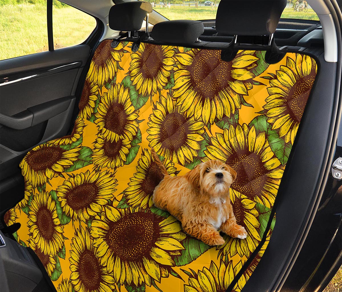 Classic Vintage Sunflower Pattern Print Pet Car Back Seat Cover